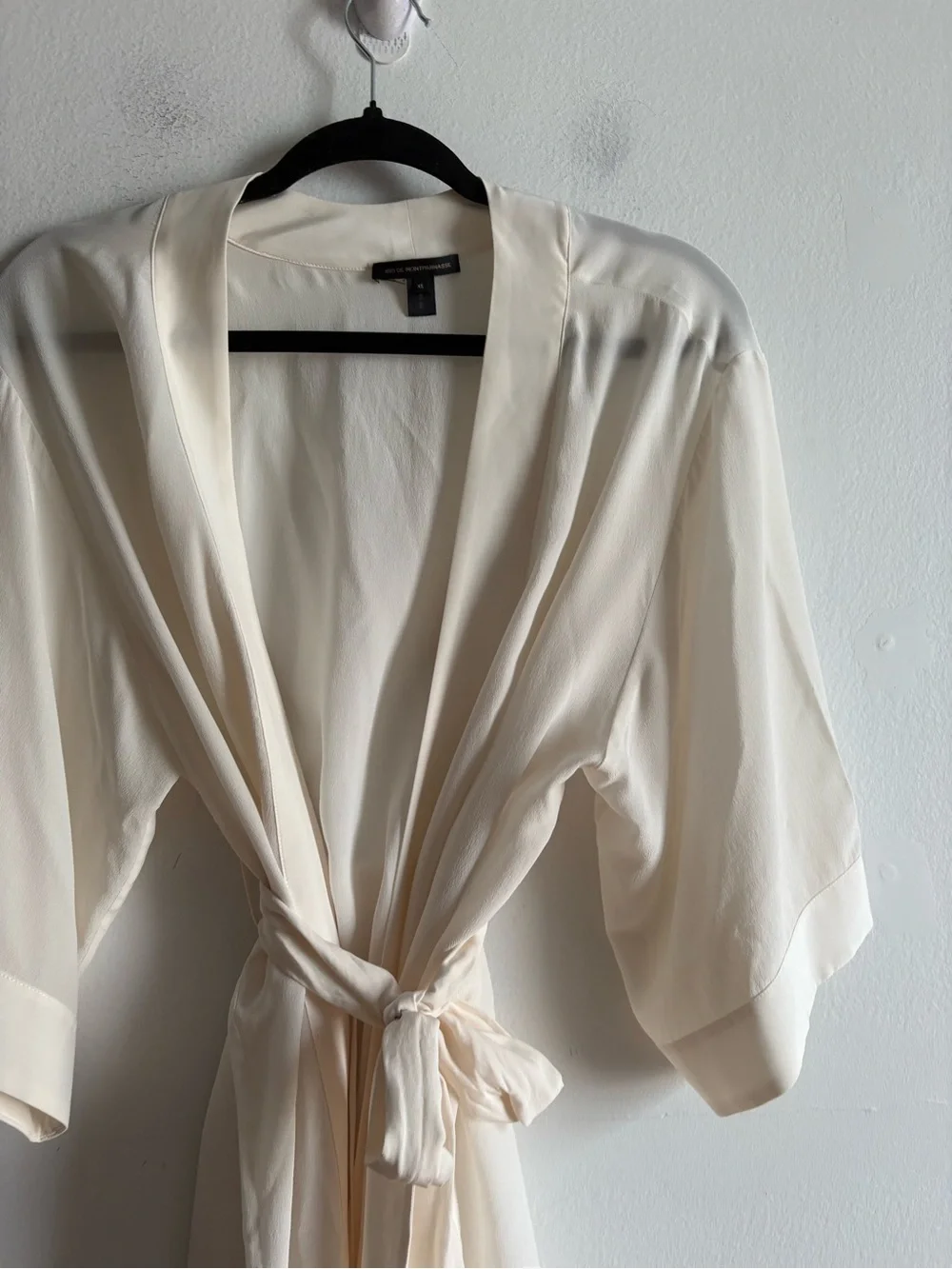 Kiki De Montparnasse Sz XS 100% Silk White Flowy Bridal Short Robe - Picture 4 of 9